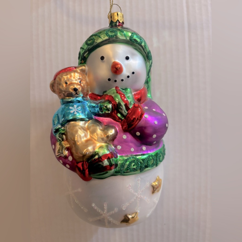Vintage ‘Classic Woodsman Snowman’ Handcrafted Glass Ornaments